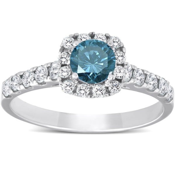 Diamond Engagement Rings On Sale
 Shop Pompeii3 14k White Gold 1 Ct TDW Blue Diamond Cushion