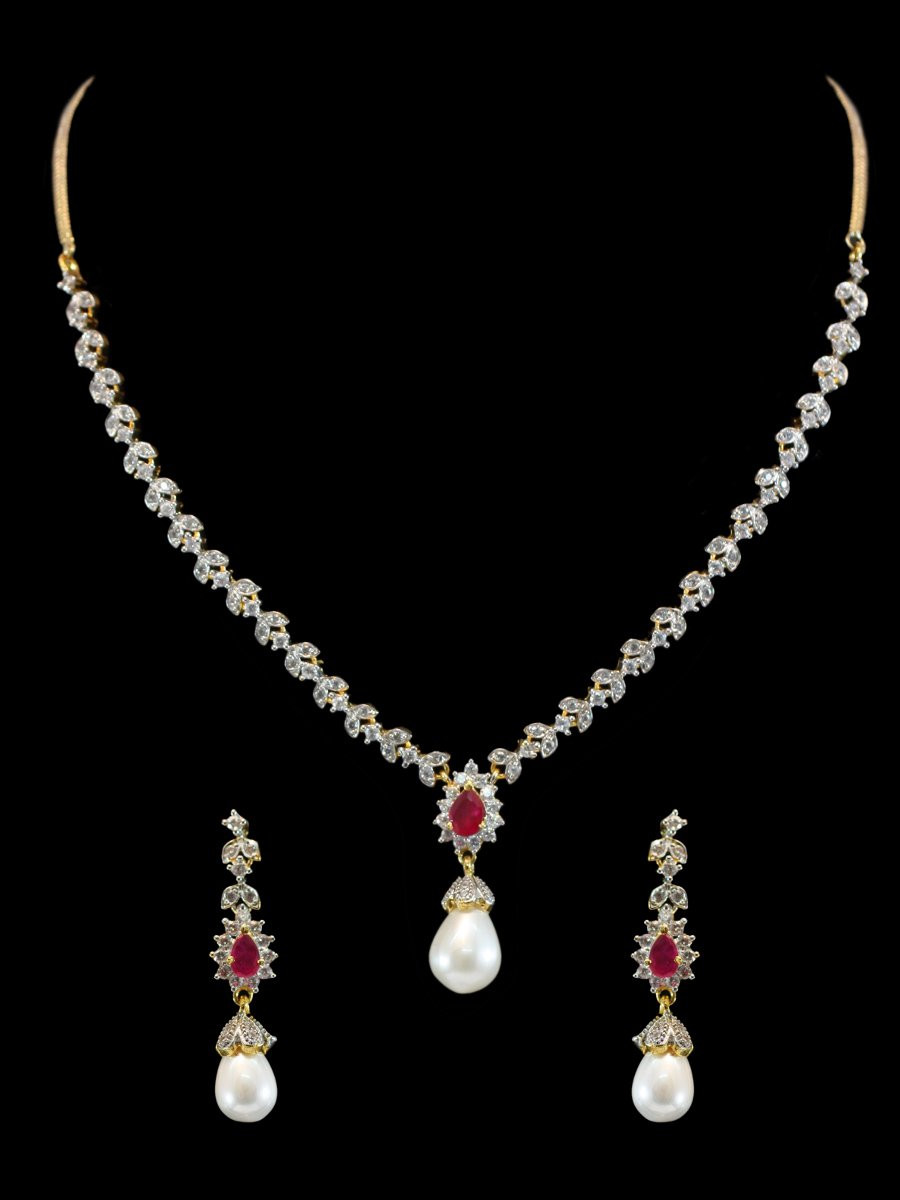 Diamond Necklace Sets
 American Diamond Necklace Set F22 ad09