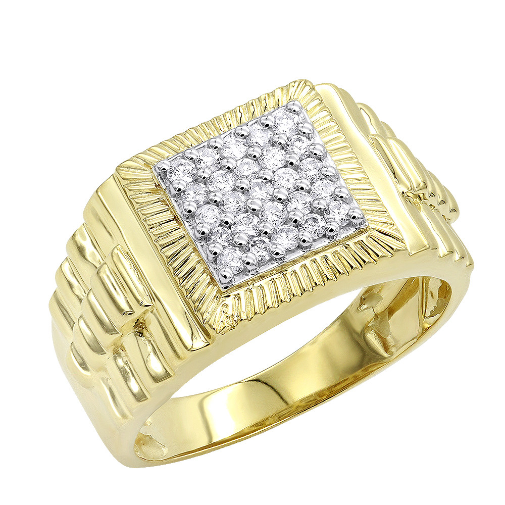 Diamond Pinky Rings
 10K Gold Diamond Pinky Ring for Men 0 5ct by Luxurman