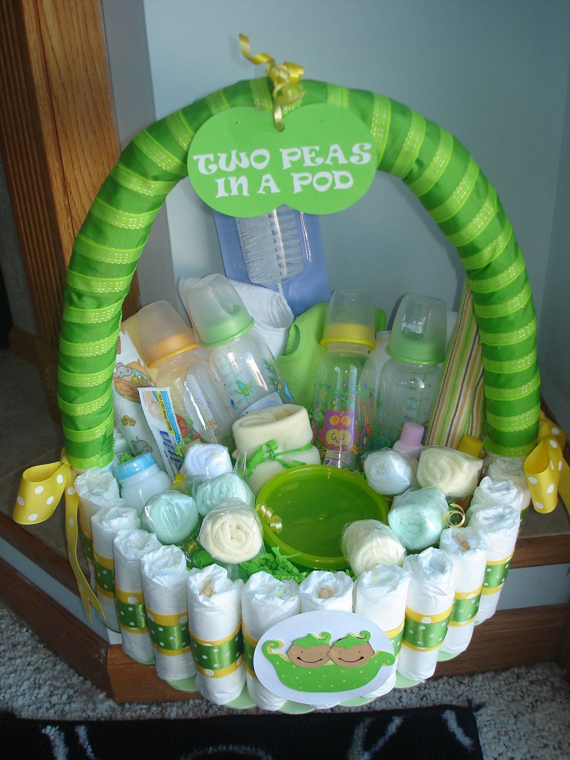 Diaper Gift Basket Ideas
 Two Peas in a Pod Diaper Basket by teresaphillips on Etsy