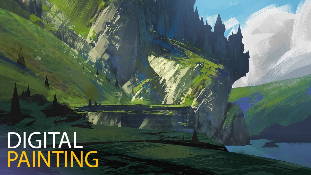 Digital Painting Landscape
 Mountain Doodle Digital Painting Time Lapse