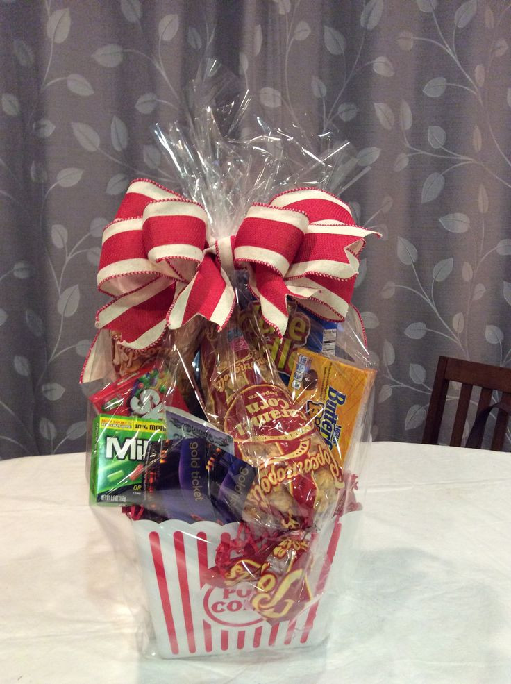 Dinner Gift Basket Ideas
 Dinner and a movie basket with 2 movie tickets and t