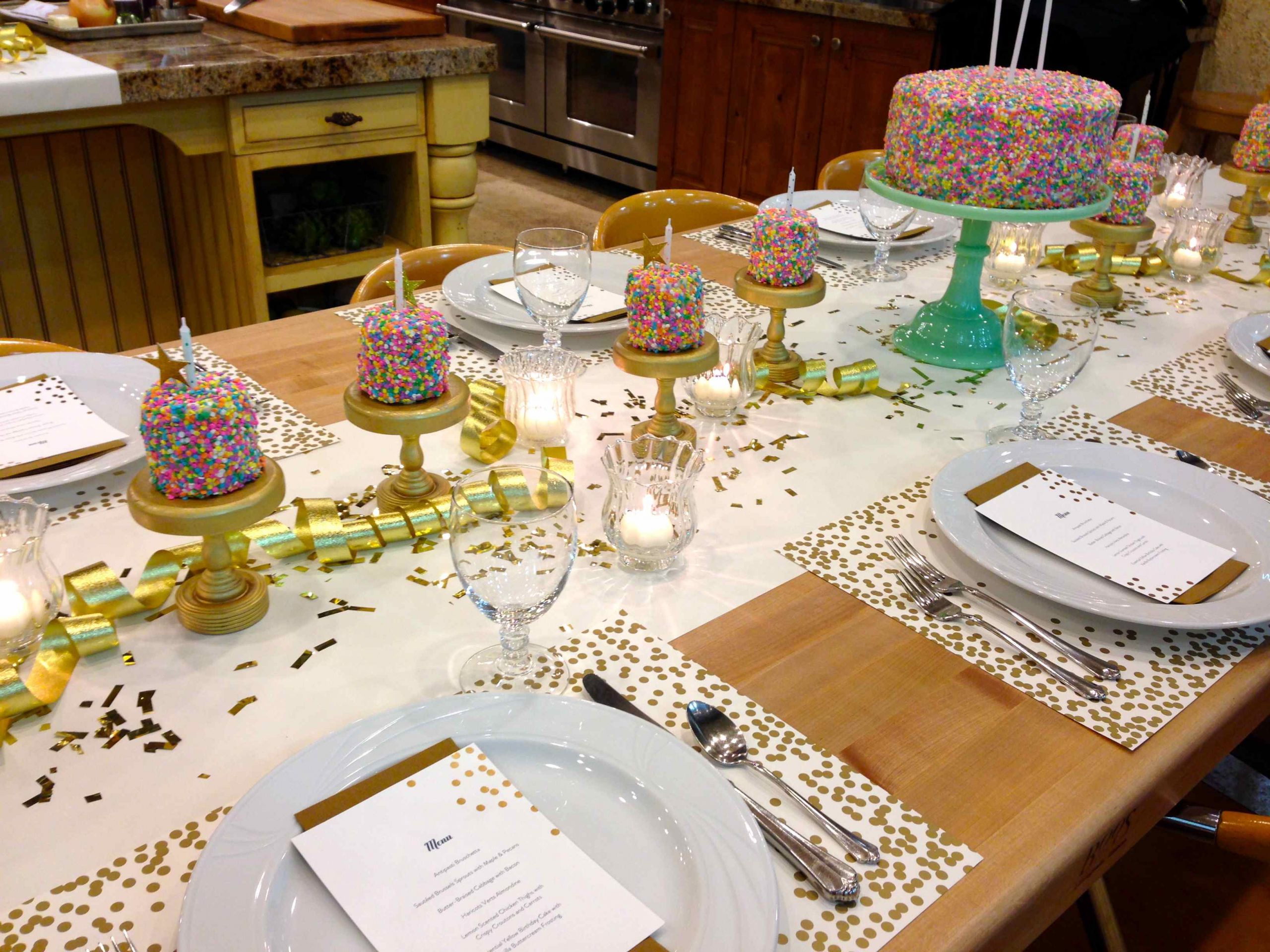 Dinner Ideas For Birthday Party
 Birthday Party Rainbow Sprinkles Table Setting