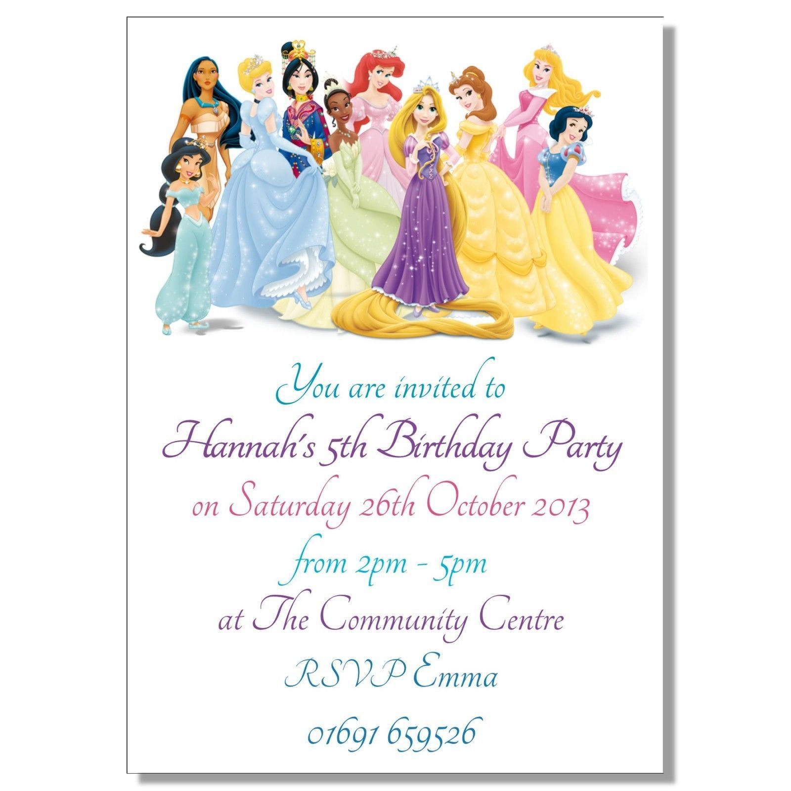Disney Birthday Invitations
 Disney princesses birthday invitations disney princess