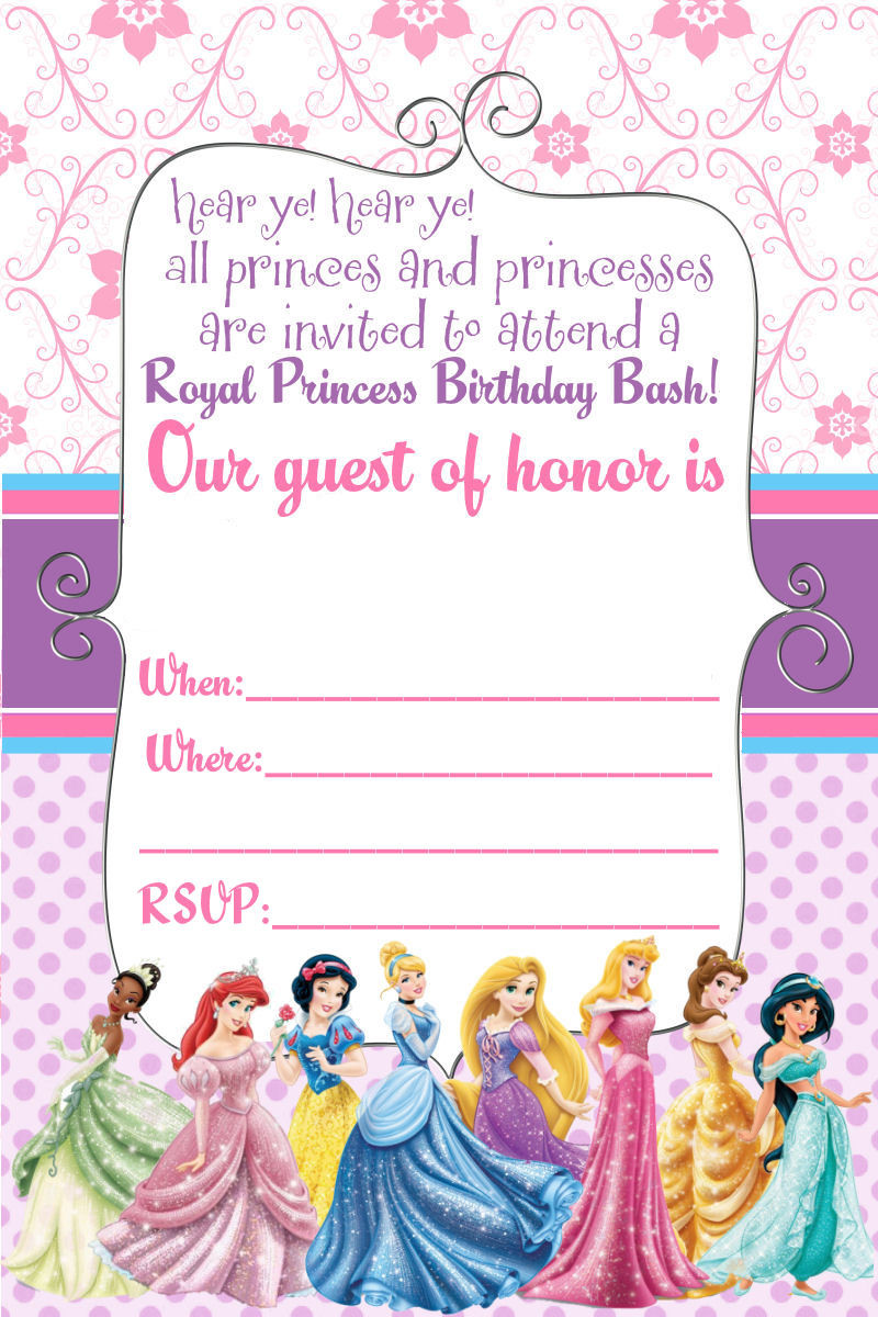 Disney Birthday Invitations
 FREE Printable Disney Princess Ticket Invitation Template