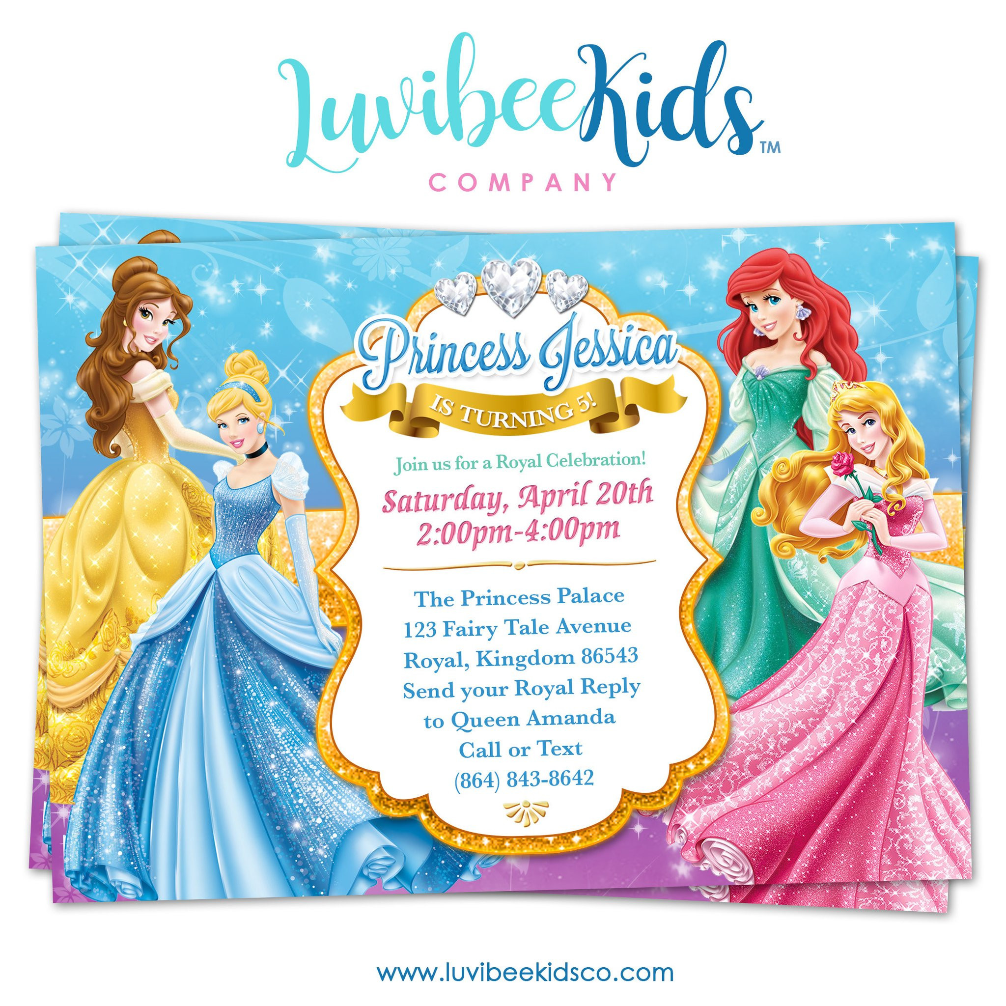 Disney Birthday Invitations
 Disney Princesses Birthday Invitation