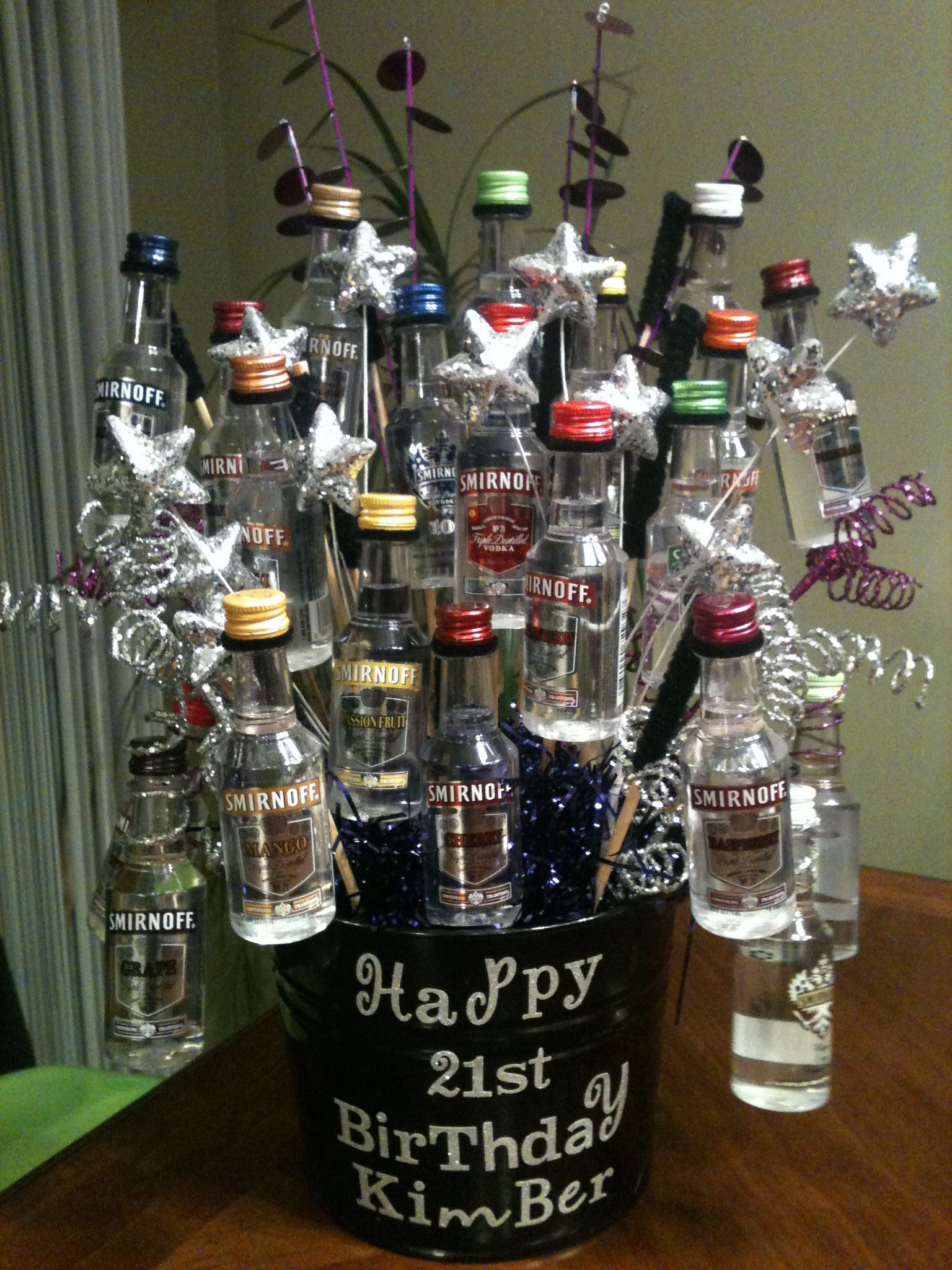 DIY Alcohol Gifts
 Great 21st Birthday shot basket