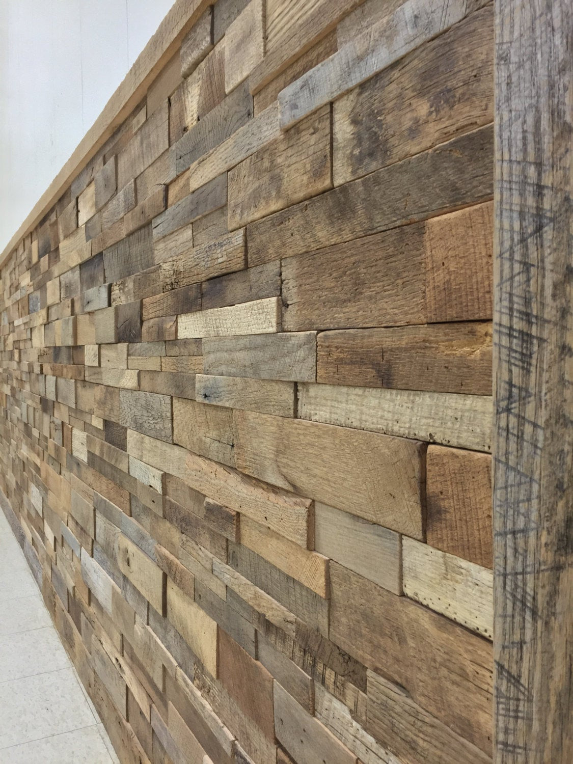 DIY Barn Wood Wall
 Reclaimed Barn Wood Stacked Wall Panels DIY by