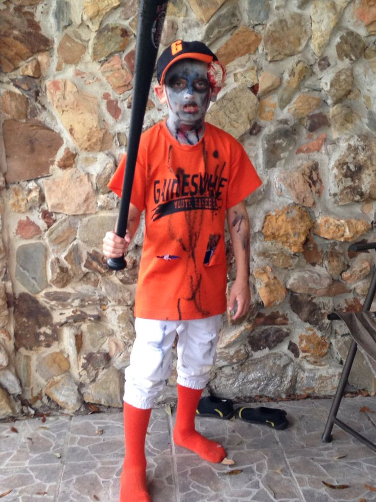 DIY Baseball Player Costume
 Jackson s zombie baseball player costume