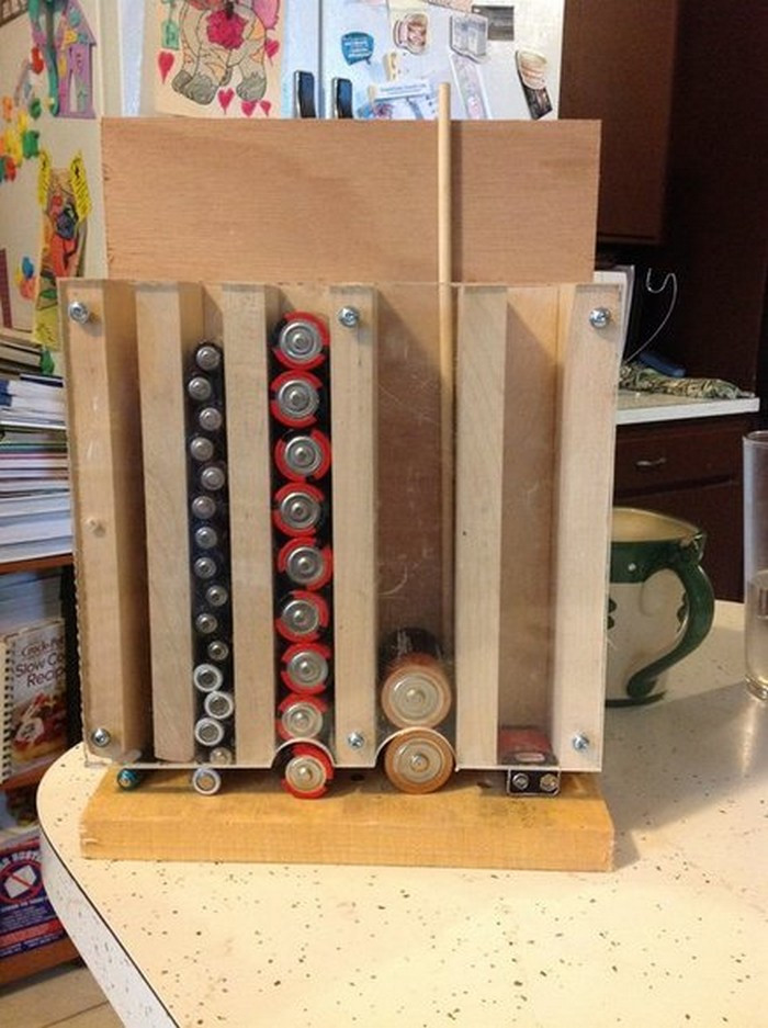 DIY Battery Organizer
 Organize your batteries by building a drop down battery