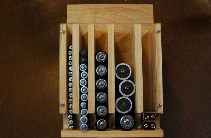 DIY Battery Organizer
 Organize your batteries by building a drop down battery