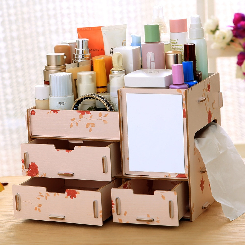 DIY Beauty Organizers
 New DIY Wood Makeup Organizer with Mirror Tissue Box 26 16