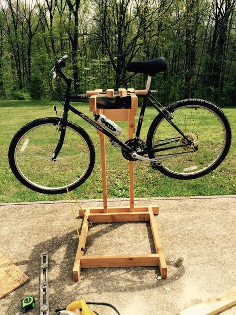 DIY Bike Stand Wood
 Homemade Wooden Bicycle Stand with Dual Mounting