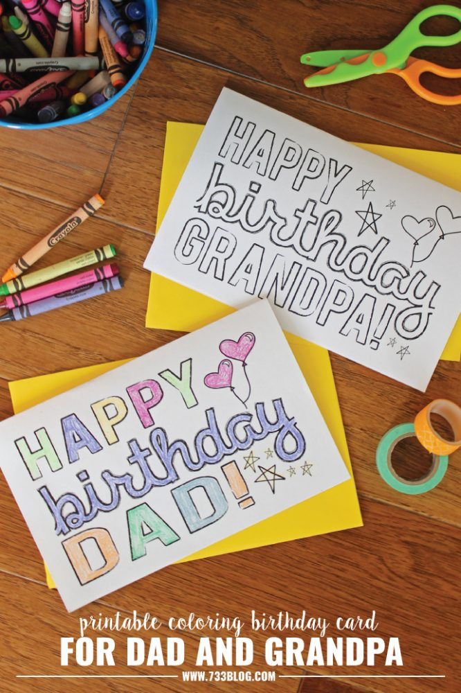 DIY Birthday Gifts For Grandpa
 DAD GRANDPA Printable Coloring Birthday Cards