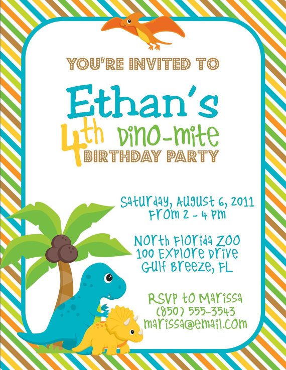 Diy Birthday Party Invitations
 Dinosaur Birthday Party 5x7 Invitation Boy DIY Printable