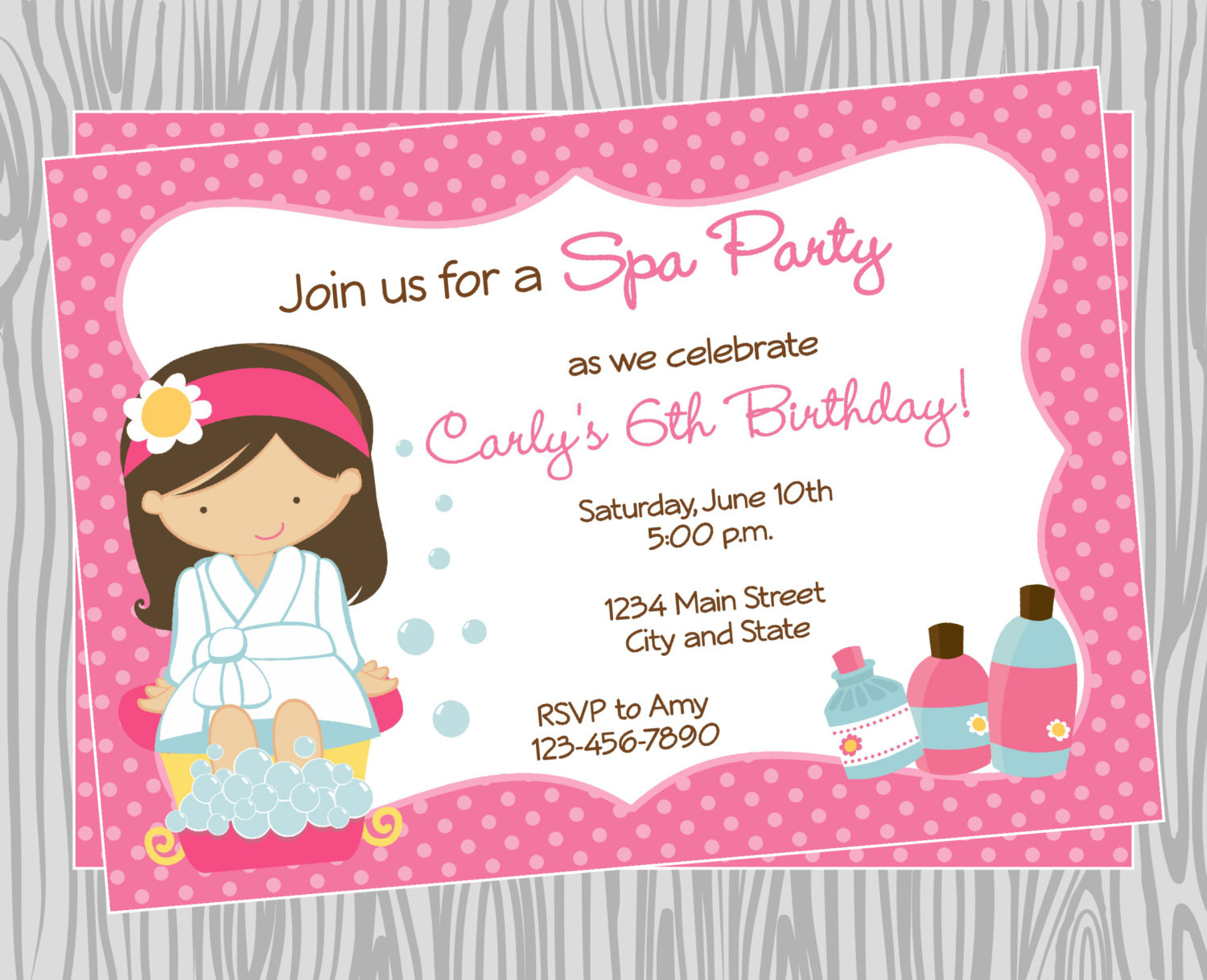 Diy Birthday Party Invitations
 DIY Girl Spa Birthday Party Invitation 4 Coordinating Items