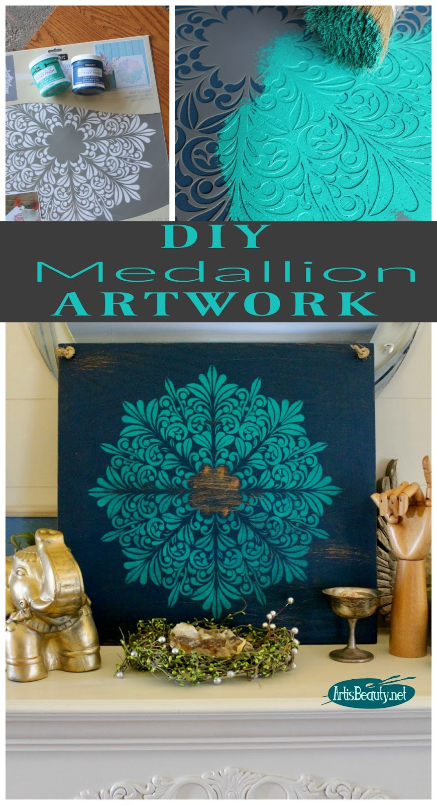 DIY Bohemian Decor
 ART IS BEAUTY DIY Medallion Wall Art from an Old Shelf