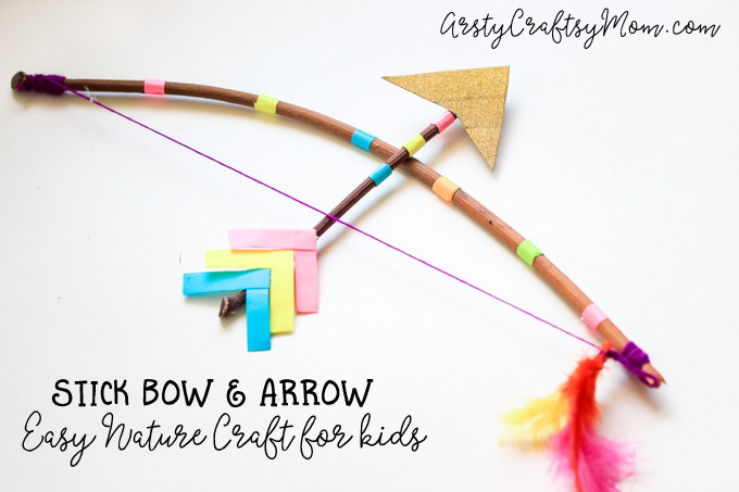 DIY Bow And Arrow For Kids
 Stick Bow and Arrow Craft For Kids Artsy Craftsy Mom