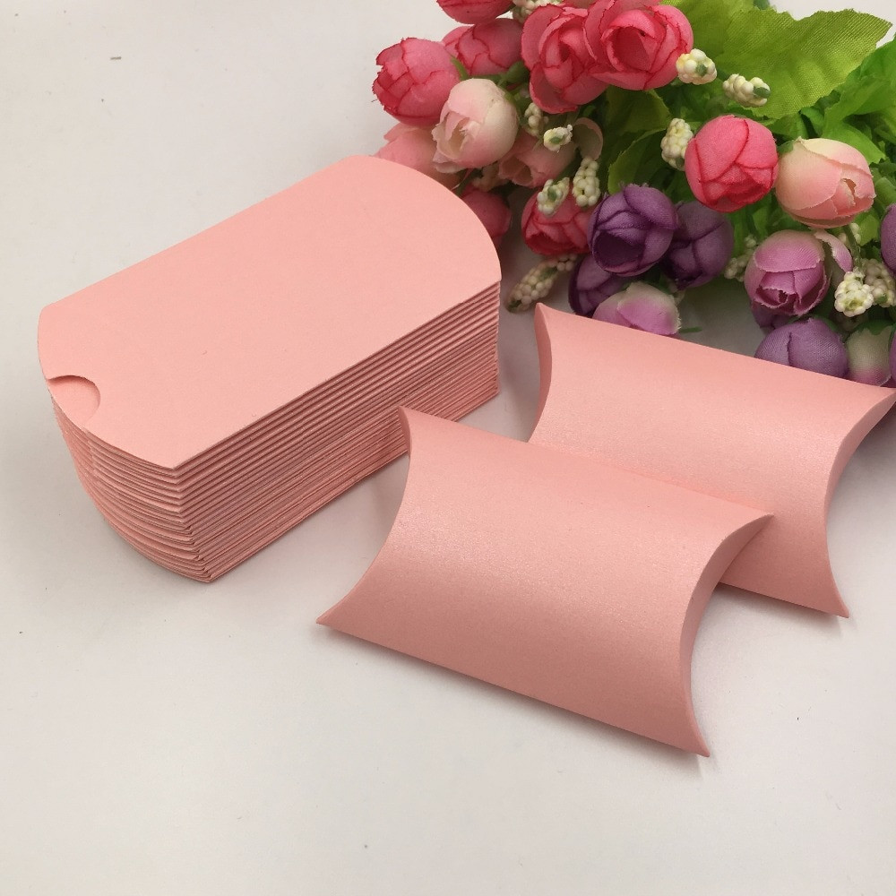 DIY Candy Box
 50pcs lot pink paper boxes blank candy box pillow box