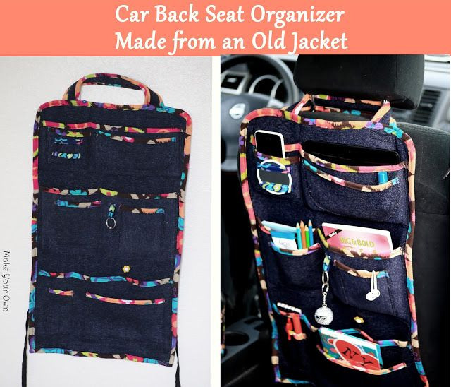 DIY Car Seat Organizer
 Car Back Seat Organizer Made from an Old Jacket