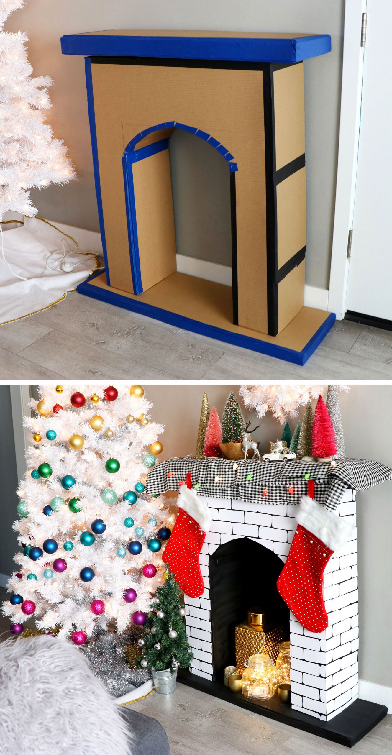 DIY Cardboard Decor
 DIY Faux Cardboard Fireplace Christmas Decoration Karen