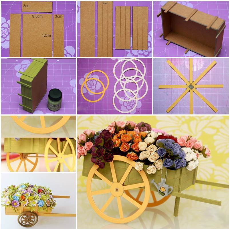 DIY Cardboard Decor
 DIY Little Cardboard Wagon Carrying Flowers Decoration