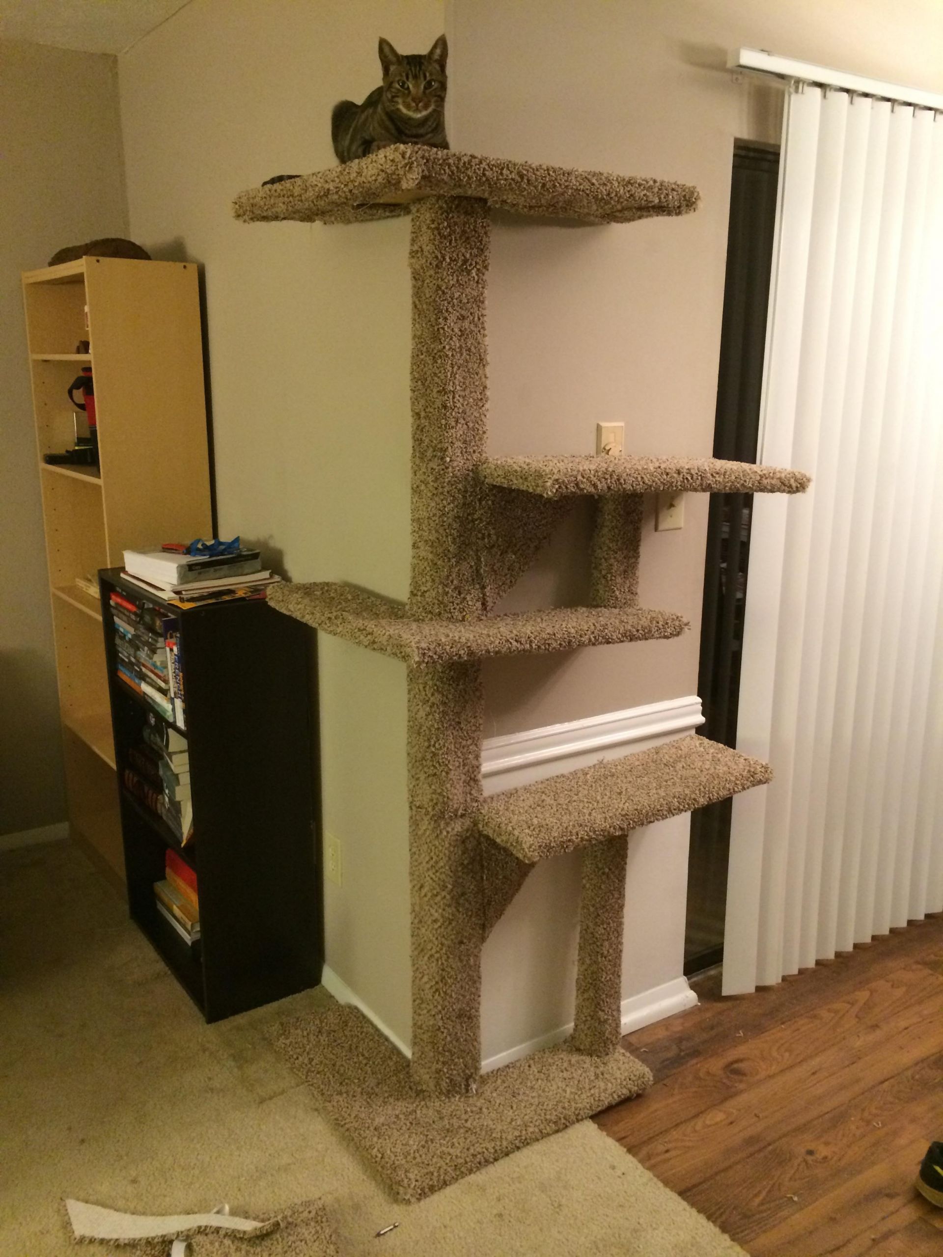 DIY Cat Condo Plans
 I built a cat tower that fits on a corner somethingimade