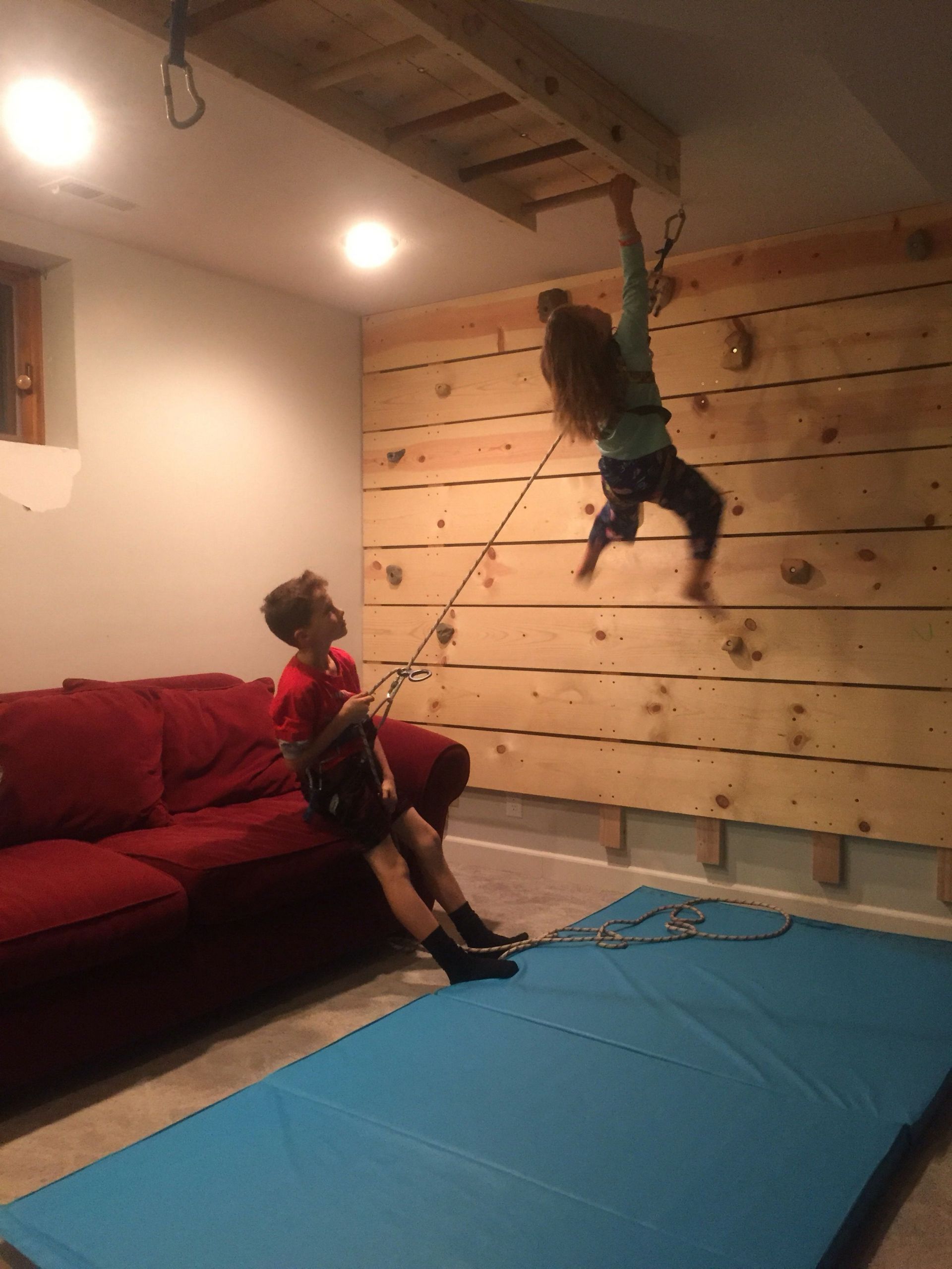 DIY Climbing Wall For Kids
 DIY Basement Rock Climbing Wall Belay – Dad vs Wild