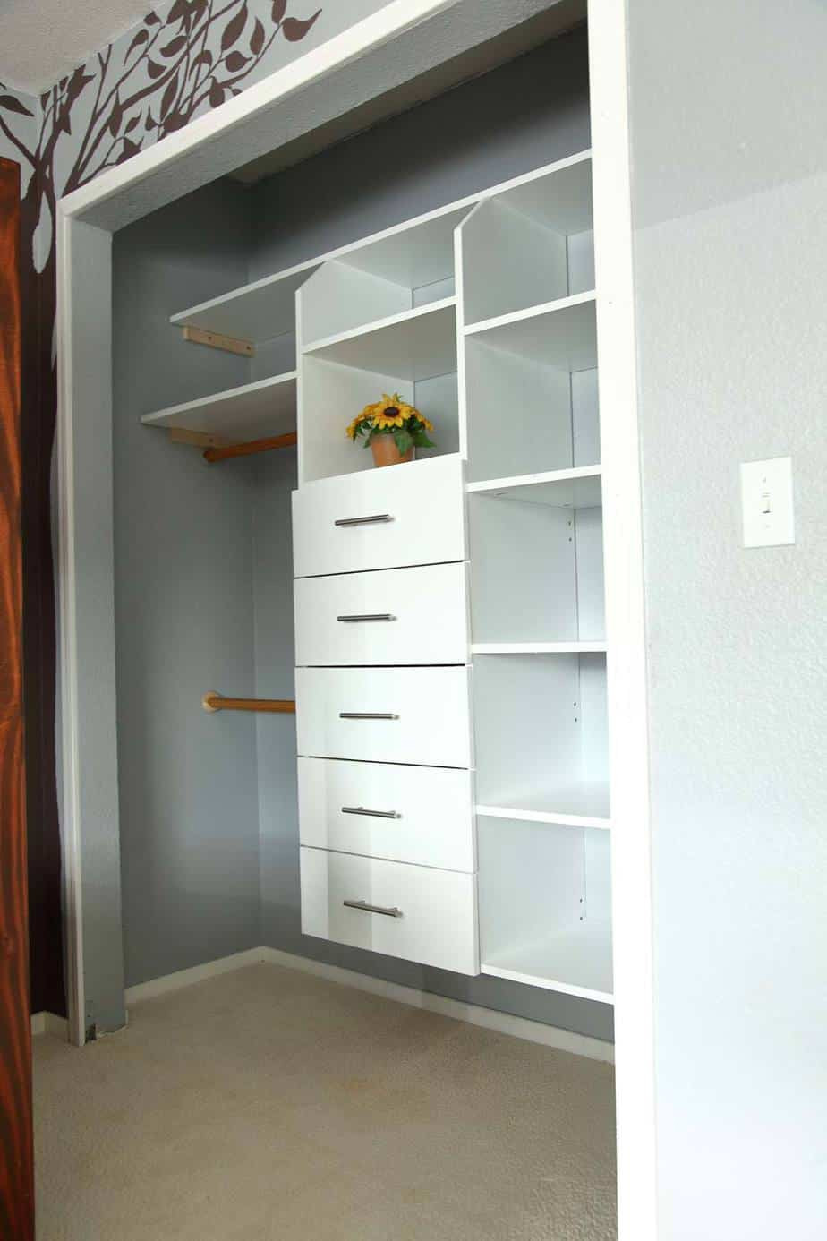 DIY Closet Organizers
 DIY Closet Organizer with Drawers and Shelves TheDIYPlan