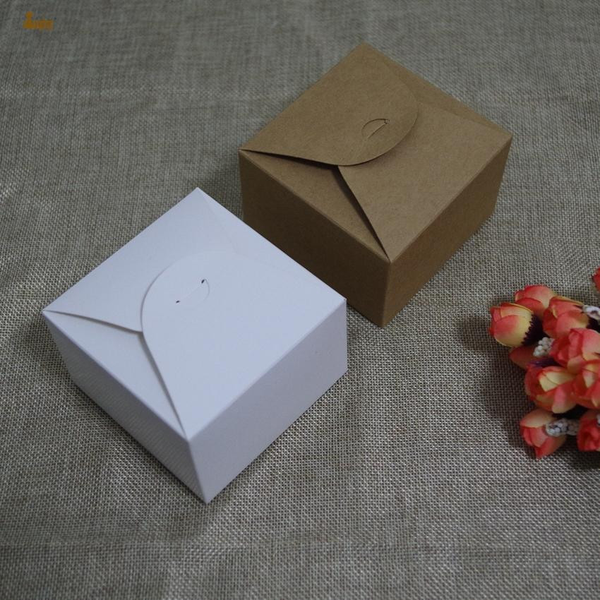 DIY Cookie Boxes
 9x9x6cm White Mini Square Cookie Boxes Brown Kraft Korean