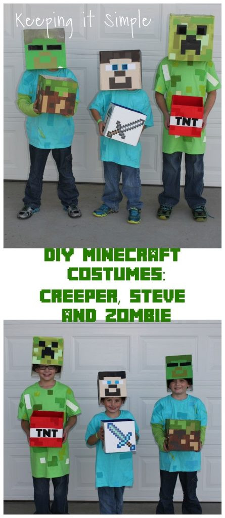 DIY Creeper Costume
 DIY Minecraft Costumes Creeper Steve and Zombie Costume