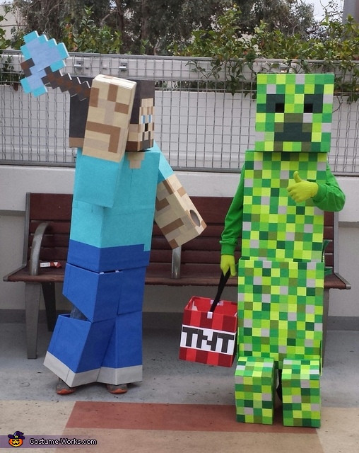 DIY Creeper Costume
 Minecraft Steve & Creeper Costumes 2 5