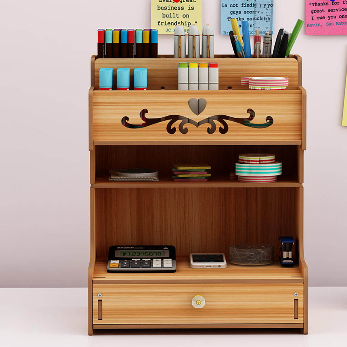 DIY Desk Drawer Organizer
 Wooden desk organizer multi functional diy pen holder box