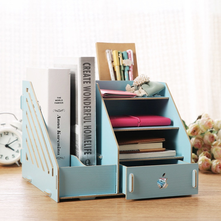 DIY Desktop File Organizer
 Fashion Candy Color fice Desk Organizer Wood Cabinet DIY