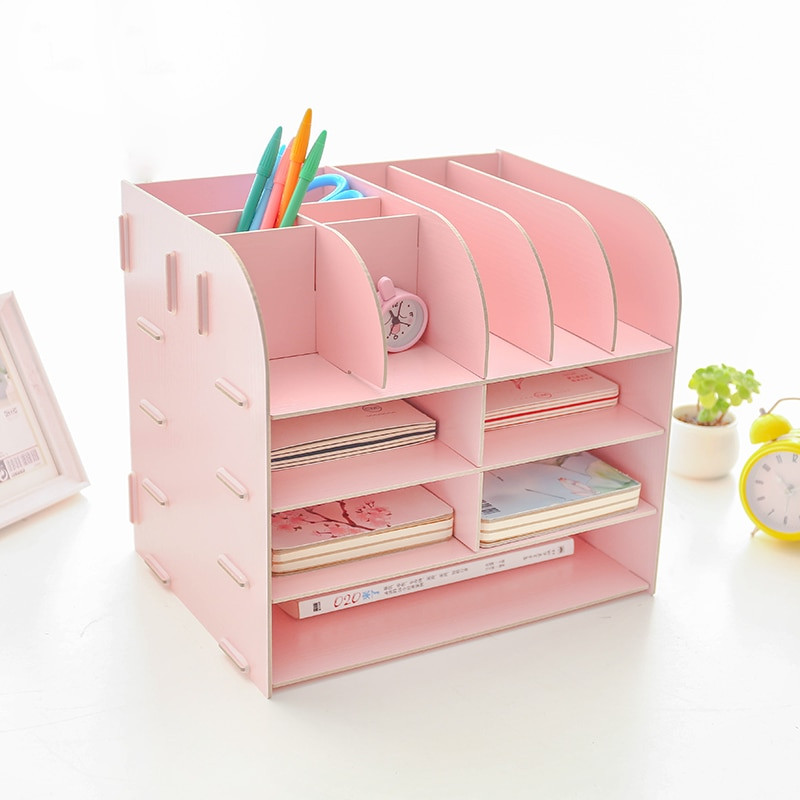 DIY Desktop File Organizer
 Creative DIY fice Desk Organizer Wooden Storage Box