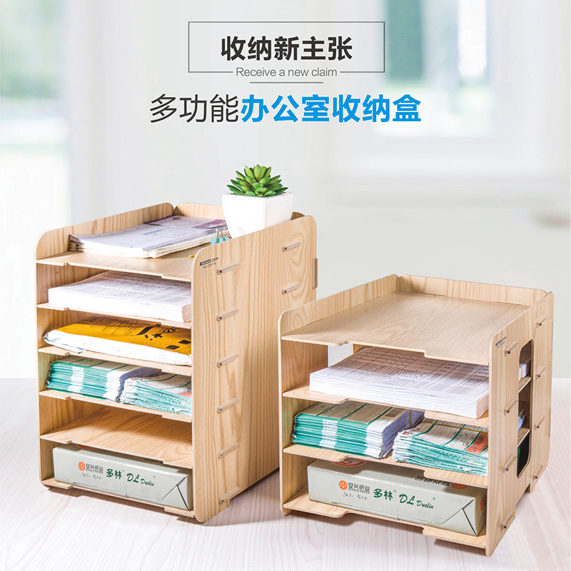 DIY Desktop File Organizer
 China Wooden DIY 6 Trays Desktop Document Letter Tray