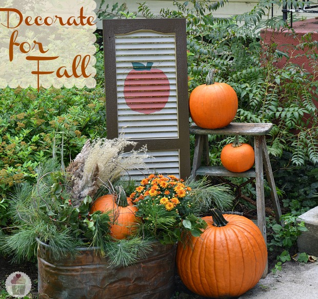 DIY Fall Decorations Outdoor
 Fall Outdoor Decorating DIY Painted Shutter Hoosier