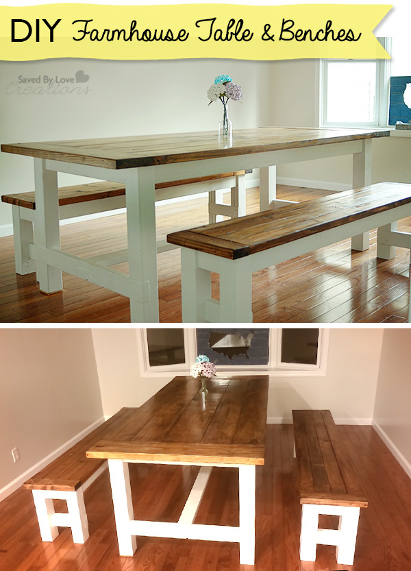 DIY Farmhouse Table Plans
 DIY Farmhouse Table and Bench Using Free Plans from Ana White