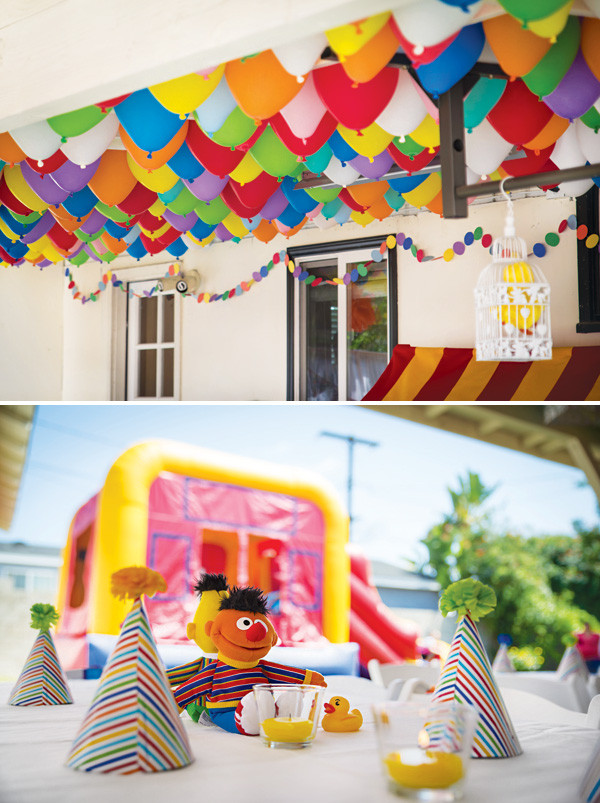 Diy First Birthday Decorations
 Adorable  Backyard Sesame Street First Birthday Party