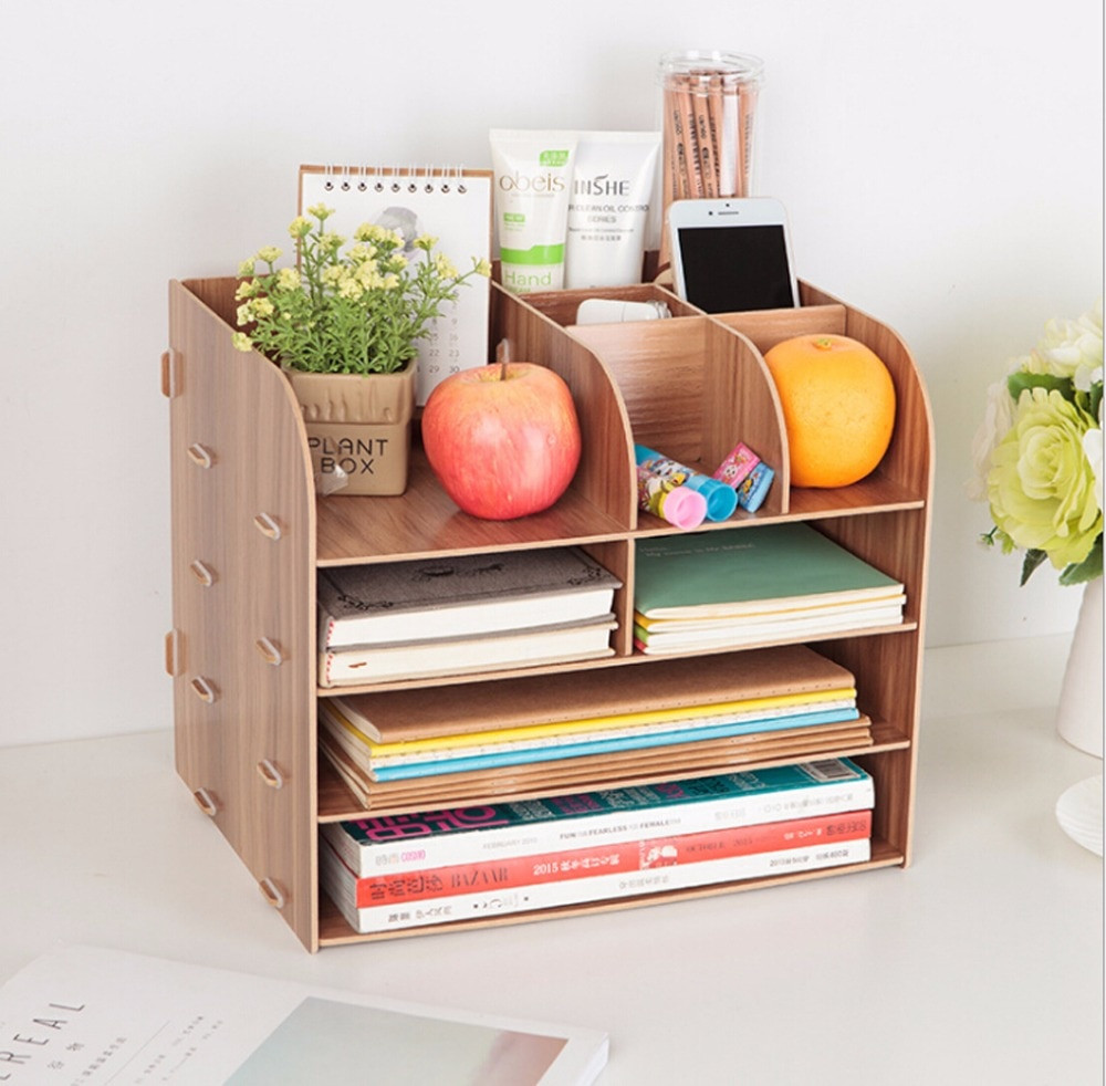 DIY Folder Organizer
 Wooden DIY Horizontal Desk Organizer for File Folder