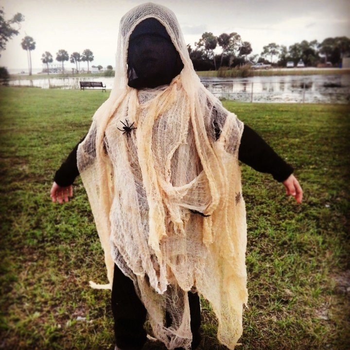 DIY Ghost Costume Kids
 Cheesecloth Ghost Costume