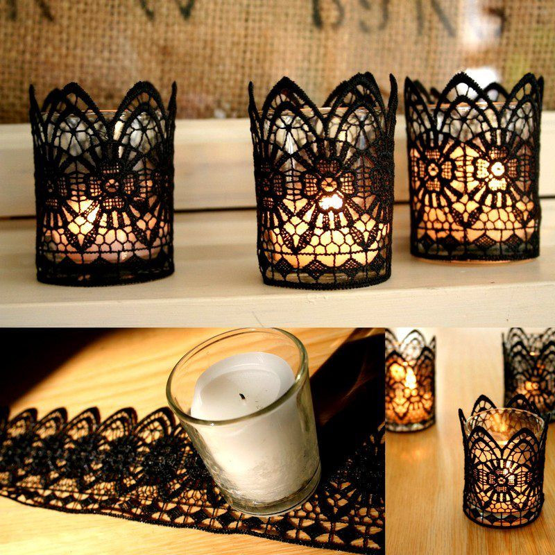 DIY Goth Home Decor
 DIY Lace Candles It s ashame As much as I love lace I don