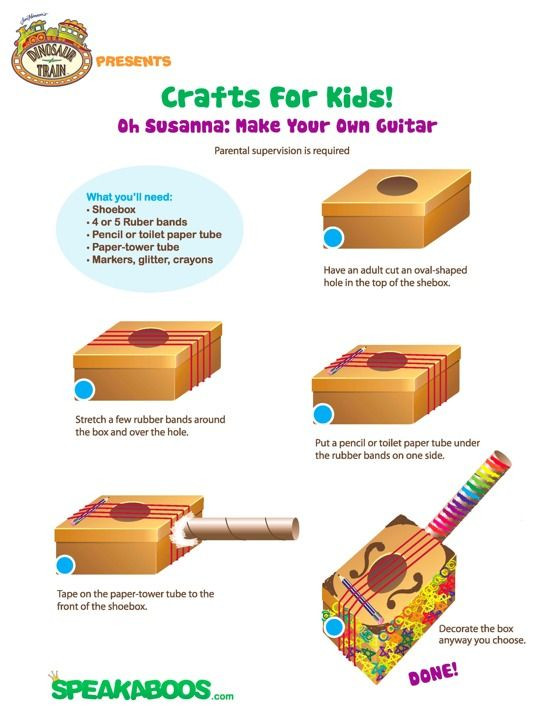 DIY Guitar For Kids
 Make Your Own Box Guitar Craft from Speakaboos
