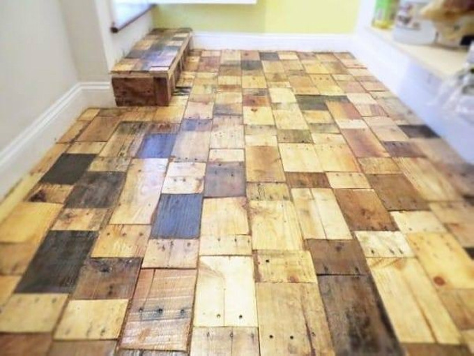 DIY Hardwood Floor
 DIY Recycled Pallet Wood Flooring