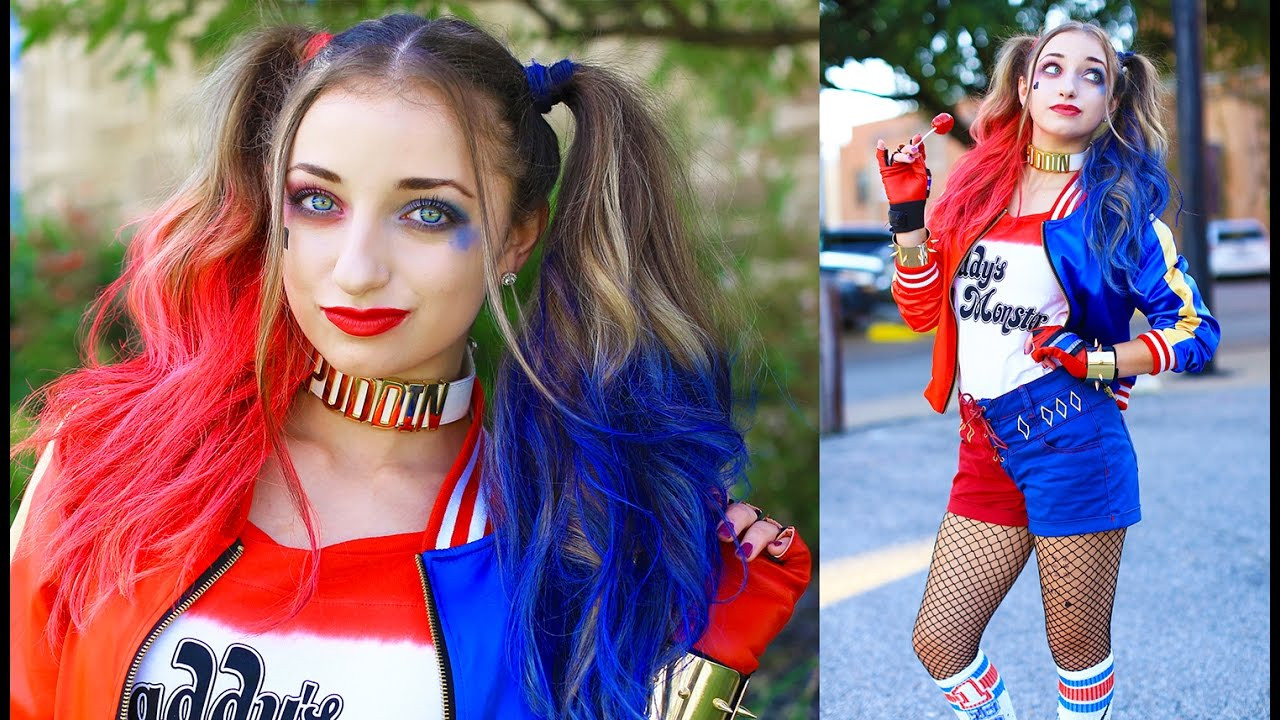 DIY Harley Quinn Costume
 Harley Quinn Pigtails DIY Halloween Costumes