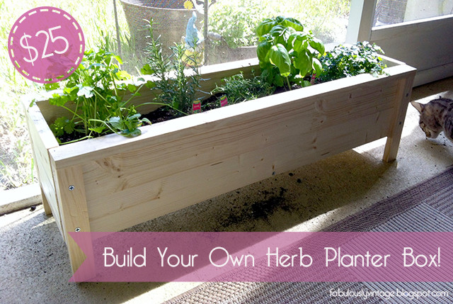 DIY Herb Planter Box
 Fabulously Vintage Pinterest Challenge DIY Herb