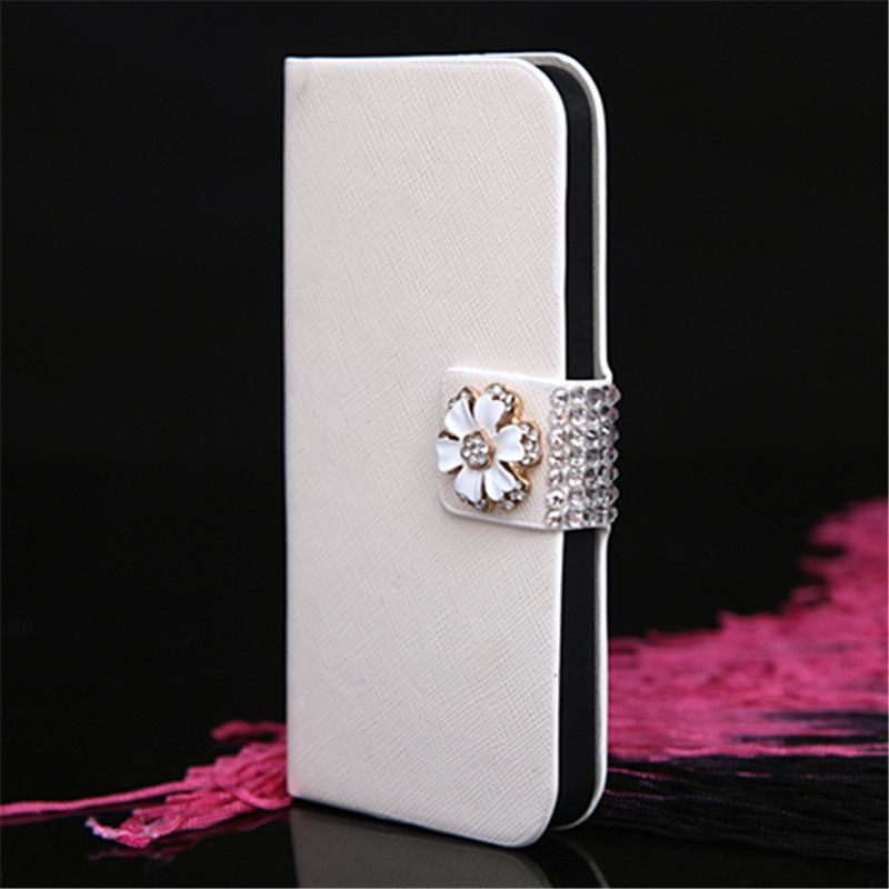 DIY Iphone Case Kit
 Bilayer Pure Flower Design Rhinestone Leather Folio Flip