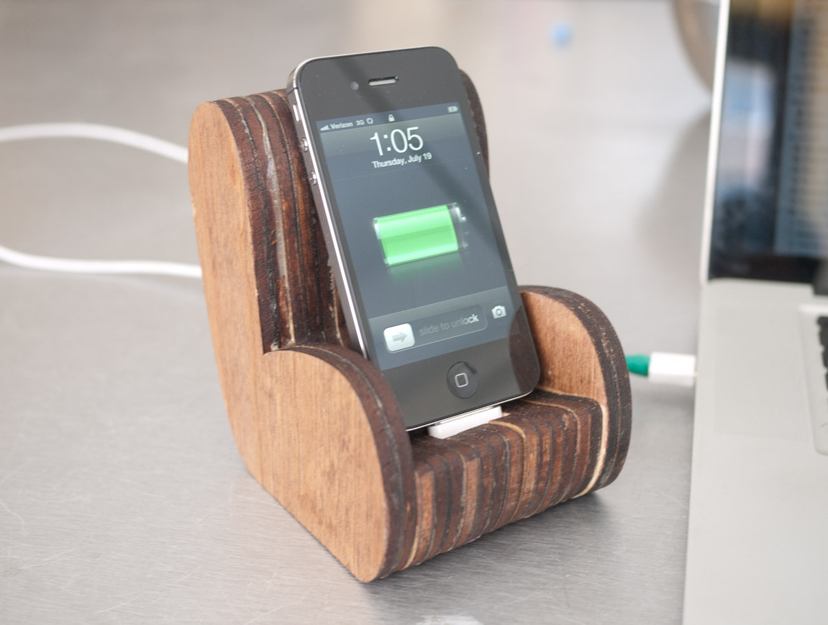 DIY Iphone Dock Wood
 Wooden fy Chair iPhone Dock