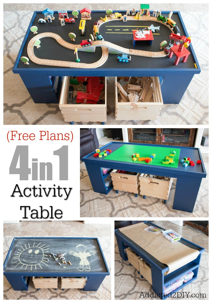 DIY Kids Activity Table
 Free Plans Build a DIY 4 in 1 Activity Table Addicted