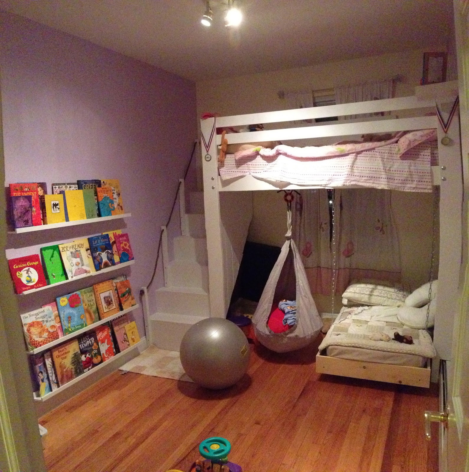 DIY Kids Bunk Beds
 Kids Space Loft bed bunk bed build with hanging toddler